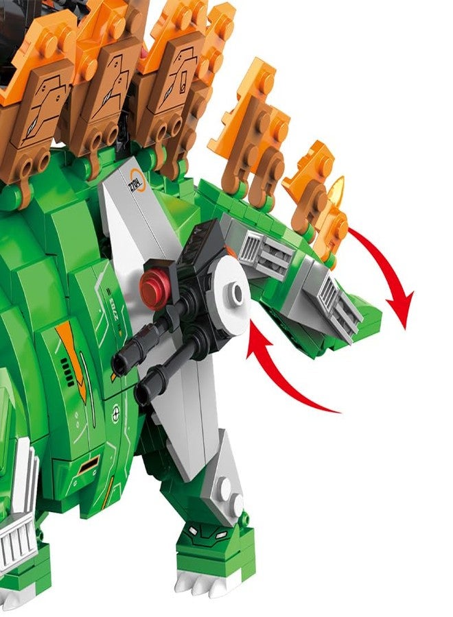 ICW 2IN1 Dinosaur Building Blocks Set, Stegosaurus Robot Construction Toy with Action Figure 587 PCS (2703) - Image 4
